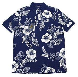 Polo Ralph Lauren Shirt Mens S Classic Fit Hibiscus Short Sleeve Cotton Blue